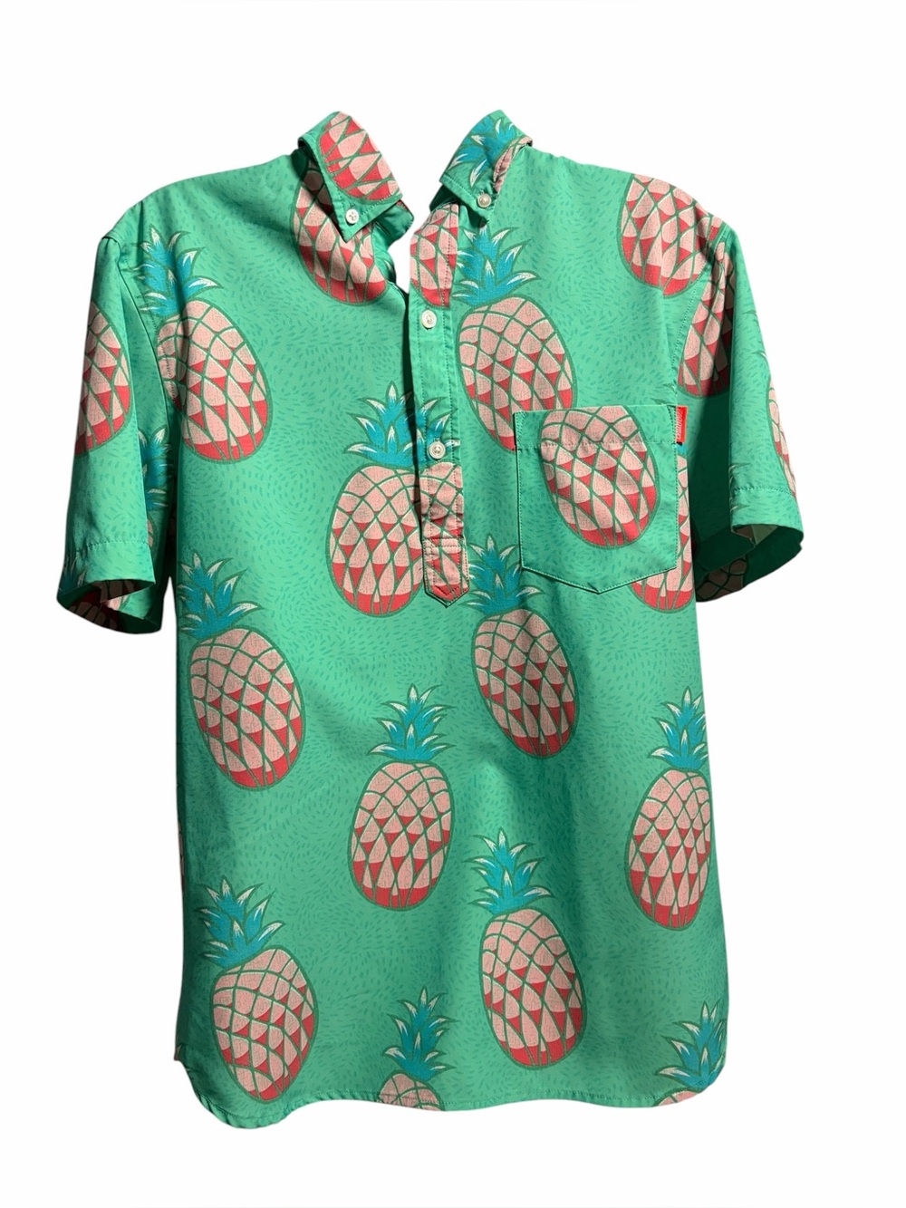 Chubbies Men’s Short Sleeve Green Pineapple Polo Size Small